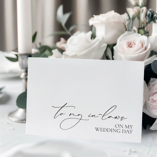 Carte de message "À mes beaux-parents le jour de m ("To My In-Laws On My Wedding Day" Message Card)