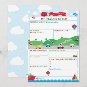 Carte de message de capsule temporelle d'activité