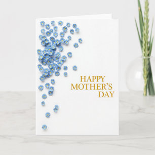 Carte de Message de Fête des Mères Florale Bleue