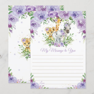 Carte de message de la Capsule Temps Floral Animau