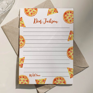 Carte de message de note de temps de pizza moderne