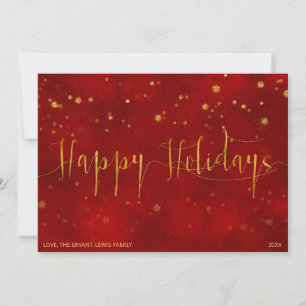 CARTE DE MESSAGE DE VACANCES   Script Red Gold Fau
