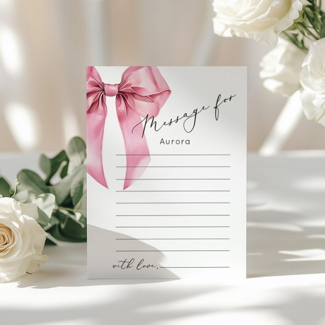 Carte de message élégante à ruban rose pour capsul (Créateur téléchargé)