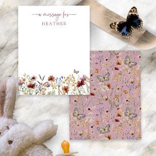 Carte de message Fleur sauvage rose