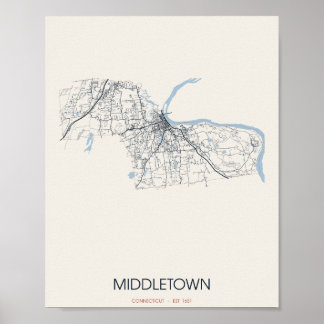 Carte de Middletown Connecticut Poster