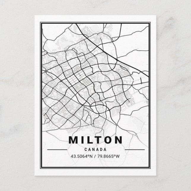 Carte de Milton Ontario Canada Travel City (Devant)