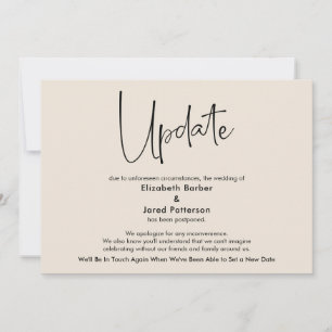 Carte de mise à jour Mariage reportée à la crème é