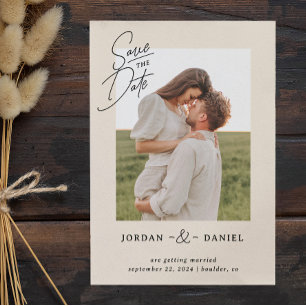 Carte de mise en garde "Boho Beige" avec photo