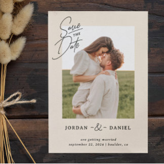 Carte de mise en garde "Boho Beige" avec photo
