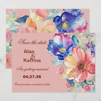 Carte de mise en garde "Fleur rose corail" en gras