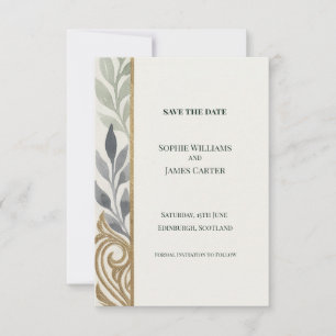 Carte de mise en vente à date feuille d'or grise