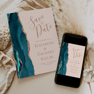 Carte de mise en vente Agate Bleu Sarcelle Or Rosé