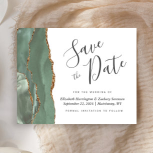 Carte de mise en vente Budget Vert Sauge Agate Dor