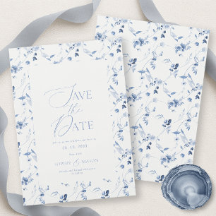 Carte de mise en vente 'Dusty Blue Fine Art Floral