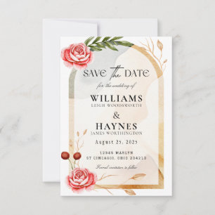 Carte de mise en vente florale de rose romantique