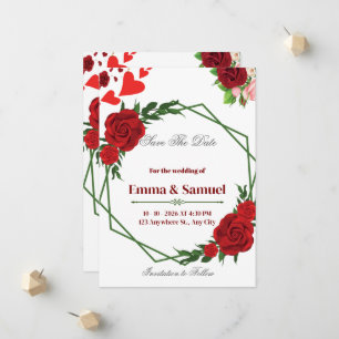 Carte de mise en vente géométrique Rose Rouge