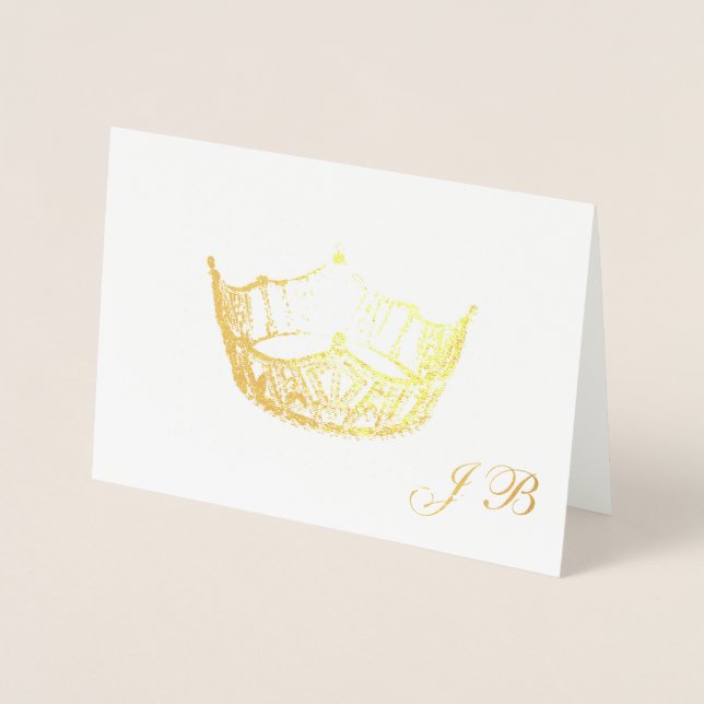 Carte de monogramme de la Couronne Gold Foil Miss  (Devant)