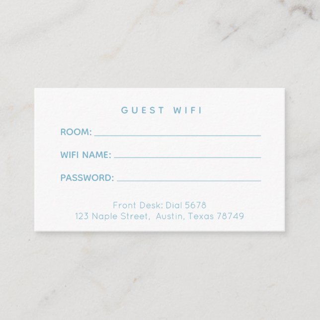 Carte de mot de passe Wifi Guest (Devant)