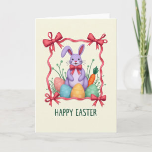 Carte de motif de lapin au lilas