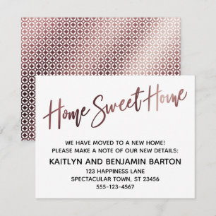 Carte de motif rose or écriture manuscrite Home Sw