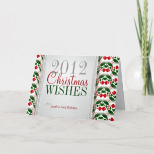 Carte de Motif rouge vert de Noël Twin Hearts