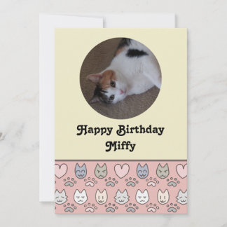 Carte de naissance à motif de chat mignon
