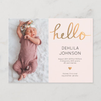 Carte de naissance bébé fille à annoncer