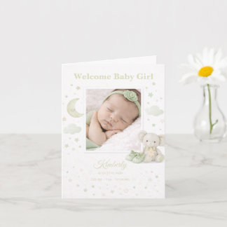 Carte de naissance bébé fille Pale Sage