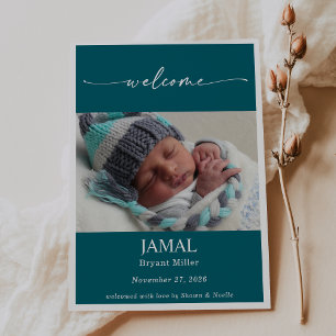 Carte de naissance classique bohème chic pour bébé