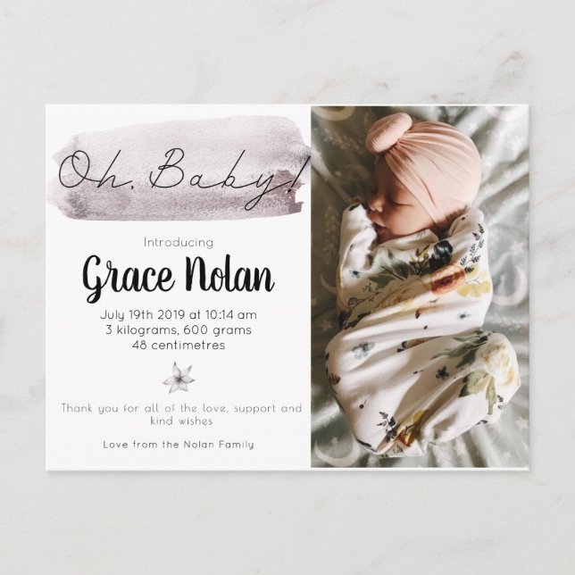 Carte de naissance de bébé fille (Devant)