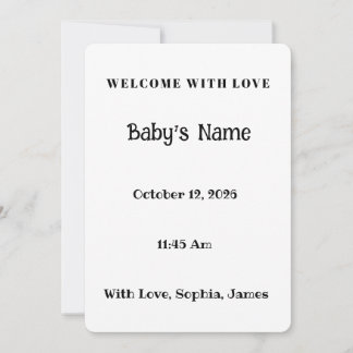 Carte de naissance de bébé fille mignonne avec