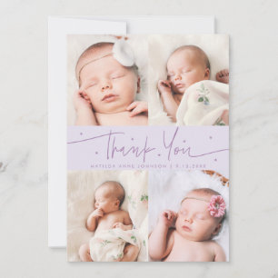 Carte de Naissance Étoilée Lilac Merci