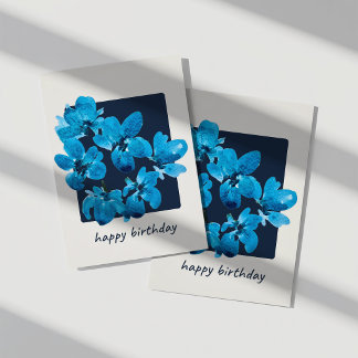 Carte de naissance florale aquarelle bleue fantais
