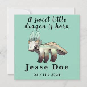 Carte de naissance garçon dragon mignon
