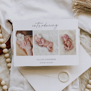 Carte de naissance minimale avec photo de bébé