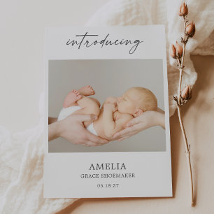 Carte de naissance minimale avec photo de présenta