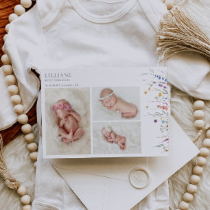 Carte de naissance multicolore avec photo de bébé 