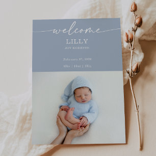 Carte de naissance Navy Boho pour annoncer la phot