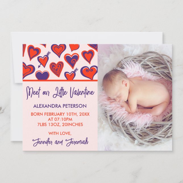 Carte de naissance pour la Saint-Valentin mignonne (Devant)
