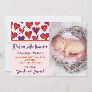 Carte de naissance pour la Saint-Valentin mignonne