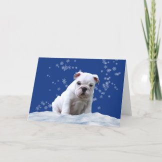 Carte de neige de vacances de Noël de chiot de