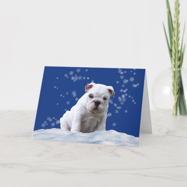 Carte de neige de vacances de Noël de chiot de (Devant)