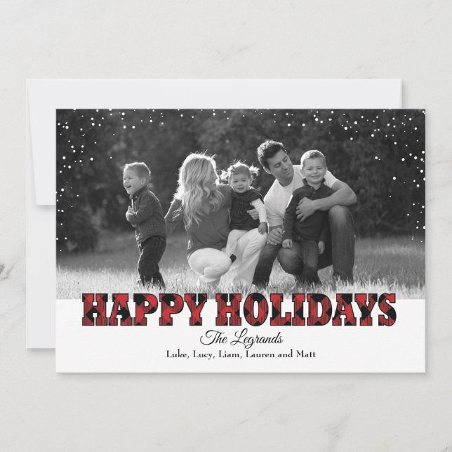 Carte de neige Joyeuses fêtes | Plaid Buffalo (Devant)