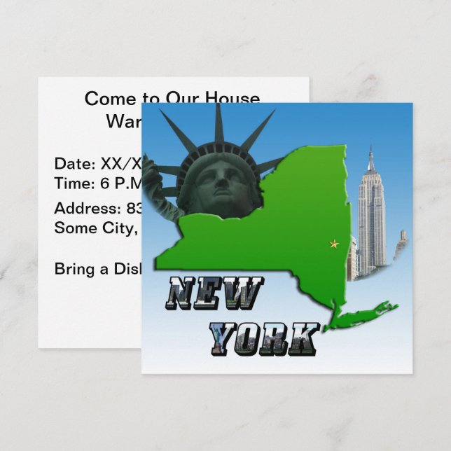 Carte de New York, Statue de la Liberté, Monument (Devant / Derrière)