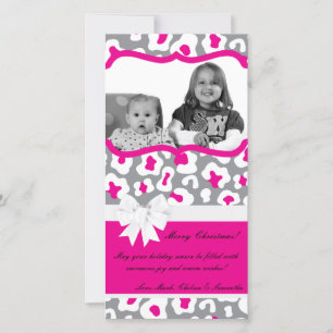 Carte de Noël 4x8 Gris rose Cheetah