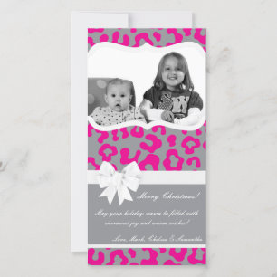 Carte de Noël 4x8 Hot rose Grey Cheetah