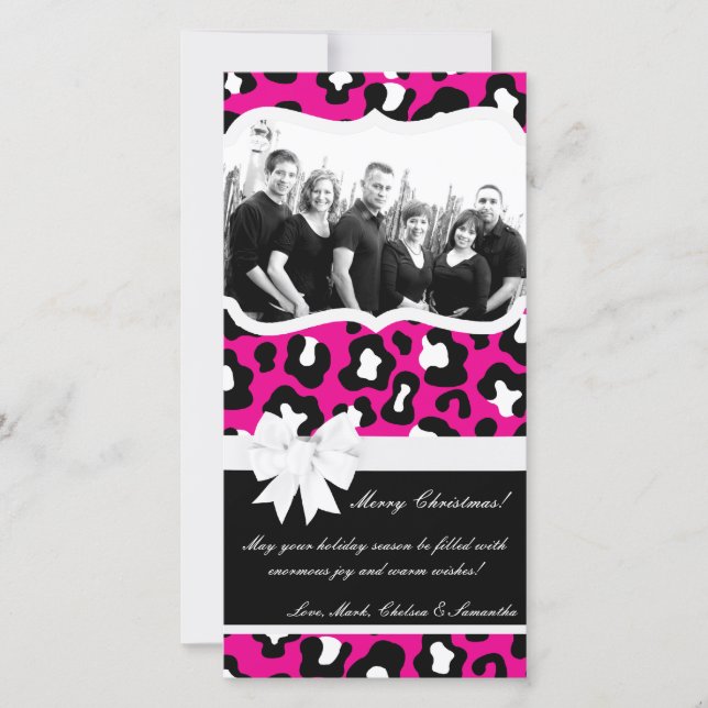 Carte de Noël 4x8 Hot rose noir Cheetah (Devant)