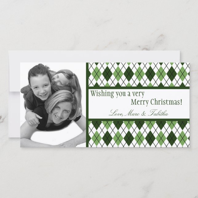 Carte de Noël 4x8 Jacquard blanc vert (Devant)