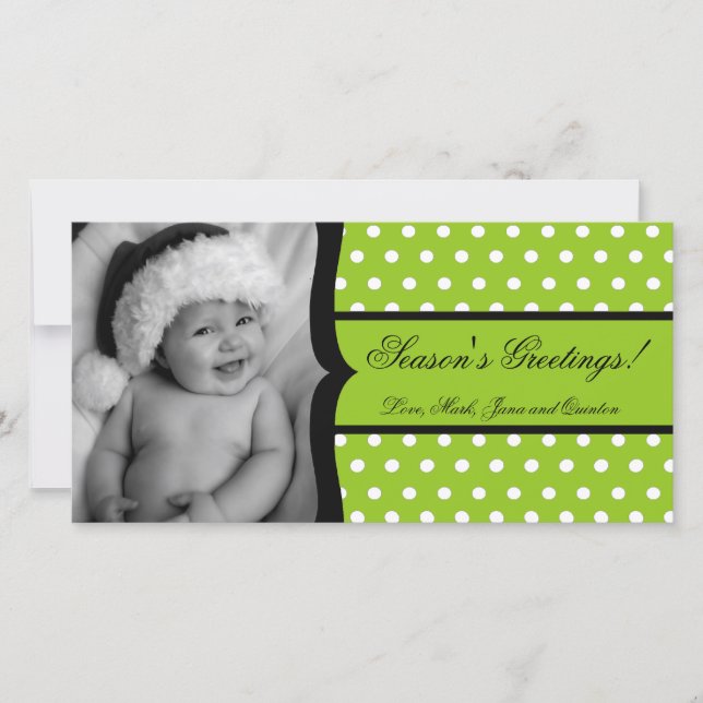 Carte de Noël 4x8 Lime blanc Polka cadre photo (Devant)