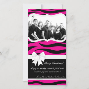 Carte de Noël 4x8 noir rose chaud Zebra Prin